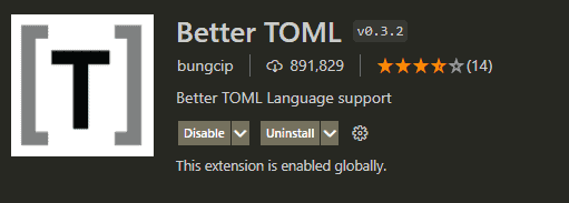 Better TOML VS Code extension